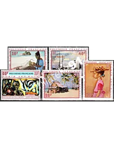 Timbres de POLYNÉSIE PA n° 40 à 44. Artistes, timbres des Dom Tom