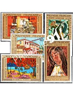 Timbres de POLYNÉSIE PA n° 98 à 102,Art, pentres, timbres des Dom Tom