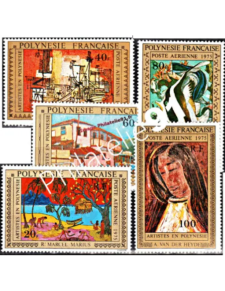 Timbres de POLYNÉSIE PA n° 98 à 102,Art, pentres, timbres des Dom Tom
