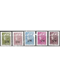 Timbres de Saint-Pierre et Miquelon n° 967 à 971, collection dom tom