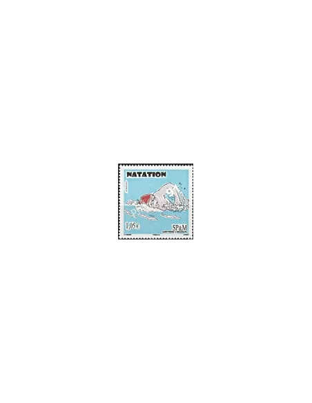 Timbre de Saint-Pierre et Miquelon n° 982, nageur, collection dom tom