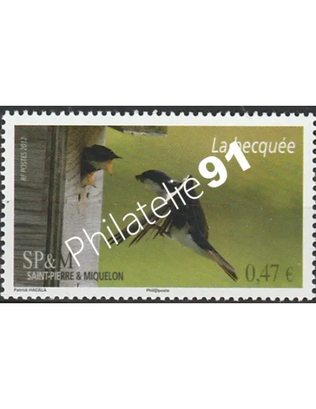 Timbre de Saint-Pierre et Miquelon n° 1024, oiseau, collection Dom-Tom