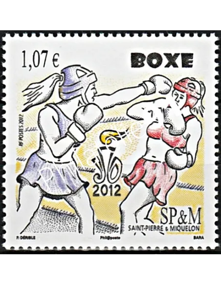 Timbre de Saint-Pierre et Miquelon n° 1050, boxe, collection Dom-Tom