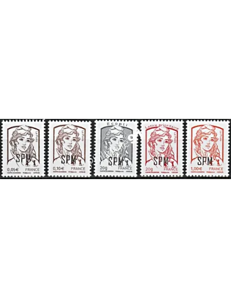 Timbre de Saint-Pierre et Miquelon n° 1083 à 1087, collection Dom-Tom