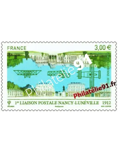 Timbre de Poste Aérienne n° 75 - 1ère liaison postale Nancy-Lunéville en 1912