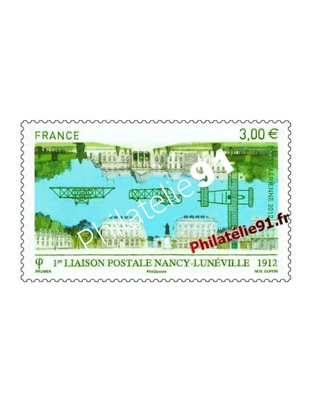 Timbre de Poste Aérienne n° 75 - 1ère liaison postale Nancy-Lunéville en 1912