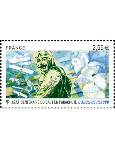 Timbre de Poste Aérienne n° 76. Centenaire du saut en parachute d'Adolphe Pégoud.