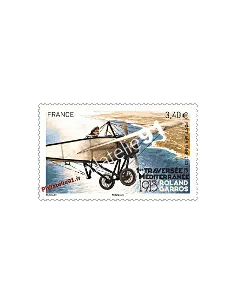 Timbre de Poste Aérienne n° 77 - 1ère traversée de la Méditerranée. 1913 - Roland Garros