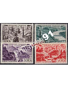 Timbre de Poste Aérienne n° 24 à 27 - Vues stylisées de grandes villes