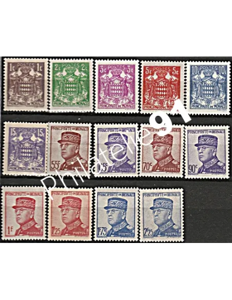 Timbres n° 154 à 166  - Timbre monaco