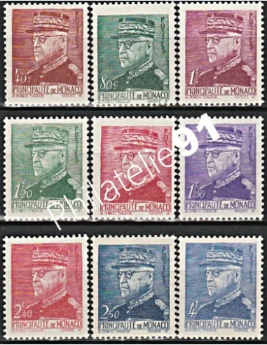 Monaco, Timbres n° 225 à 233, Timbre de monaco