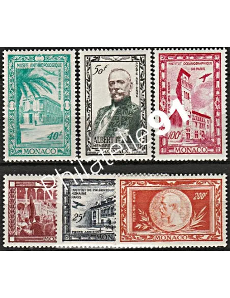 Timbres de MONACO - P.A. n° 36 à 41 - Prince Albert 1er