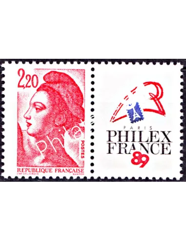 Timbre n° 2461 - "Philexfrance '89" - vignette à droite
