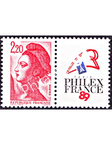 Timbre n° 2461 - "Philexfrance '89" - vignette à droite