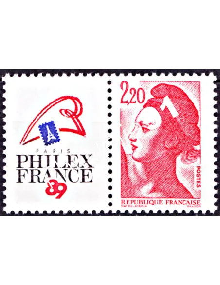 Timbre n° 2461 - "Philexfrance '89" - vignette à gauche