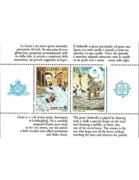 SAINT-MARIN BF 15, EUROPA 1989,Jeux d'enfants, timbres d'Europe