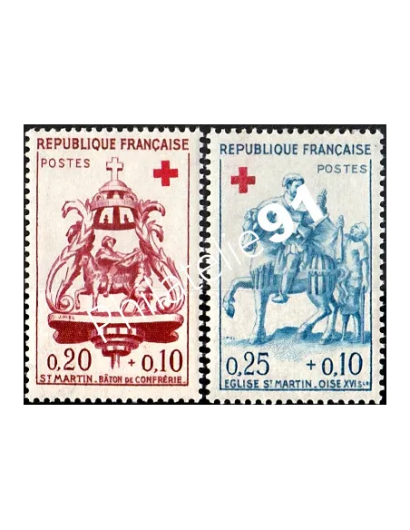 n° 1278-1279 ,Au profit de la Croix-Rouge, collection timbres de France