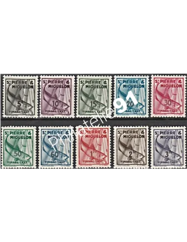 Saint-Pierre et Miquelon, timbres-taxe n°  32 à 41, timbres colonies