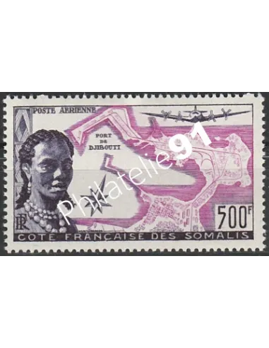 COTE DES SOMALIS PA n° 25, Port de Djibouti, timbres des colonies françaises