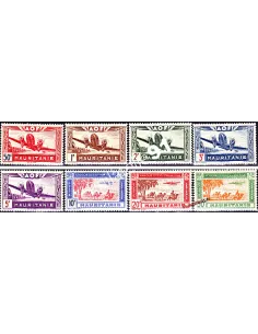Timbres de Mauritanie n° PA 10 à 17, avion en vol, colonies françaises