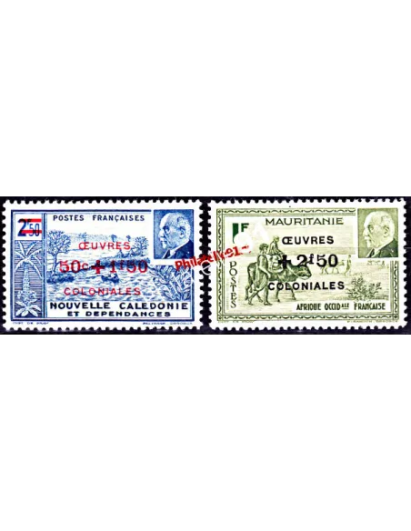 Timbres de Mauritanie n° 131 à 132, timbres des colonies françaises