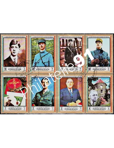AJMAN - 1/2 feuille or oblitéré 1972 - DE GAULLE