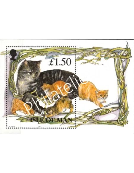 Timbres d'ILE DE MAN - BF n° 27. Chats mannois