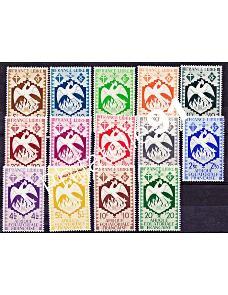 A.E.F. n° 141 à 154 - Série de Londres, timbres des colonies françaises