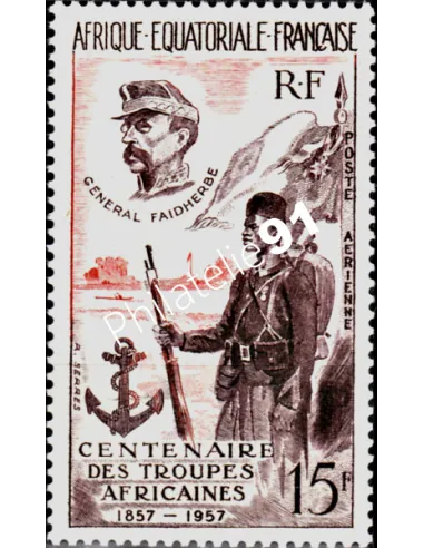 Timbre d' A.E.F. PA n° 62, Troupes africaines, timbre des colonies