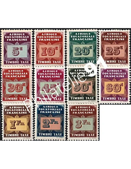 Timbres d' AEF - Timbres taxe 1 à 11, timbres des colonies françaises