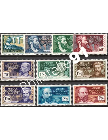 Timbres d'A.E.F. n° 77 à 86, timbres des colonies françaises