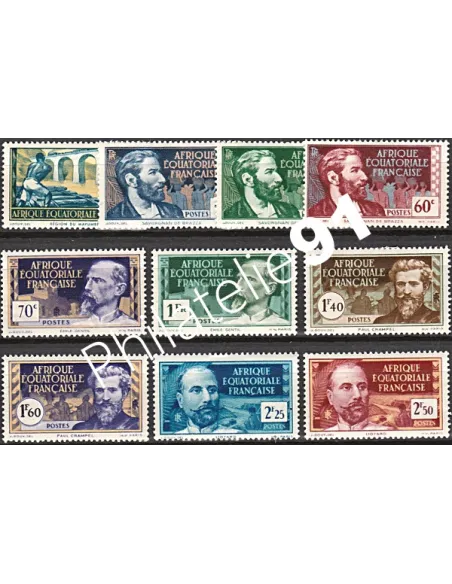 Timbres d'A.E.F. n° 77 à 86, timbres des colonies françaises