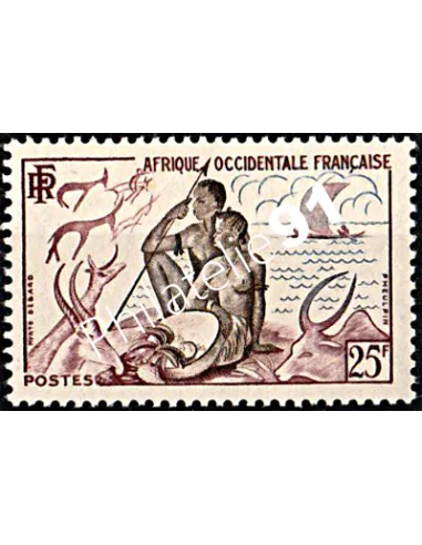 A.O.F. n° 49,  Chasse et pêche, timbres des colonies françaises