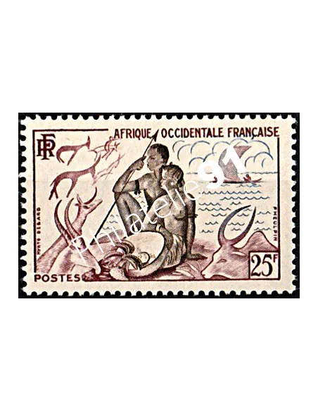 A.O.F. n° 49,  Chasse et pêche, timbres des colonies françaises