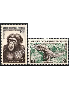 A.O.F. n° 51-52, Protection de la nature, timbres colonies françaises
