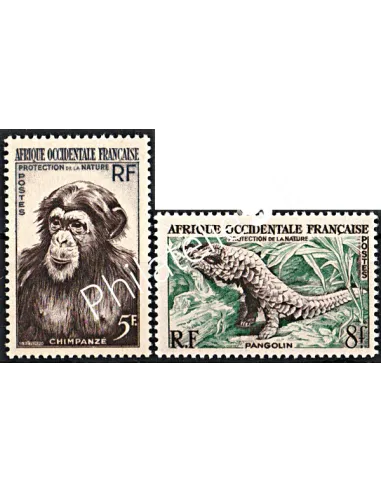 A.O.F. n° 51-52, Protection de la nature, timbres colonies françaises