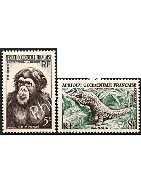A.O.F. n° 51-52, Protection de la nature, timbres colonies françaises