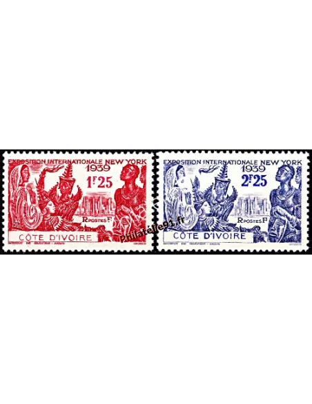 Timbres de Cote d'Ivoire n° 144 et 145, Exposition de New-York
