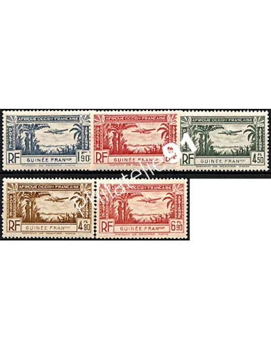 Timbres de GUINÉE FRANÇAISE - PA n° 1 à 5, Avion en vol, colonies