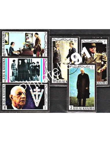 RAS AL KHAIMA - n° 670 et PA n° 671 à 675 - DE GAULLE
