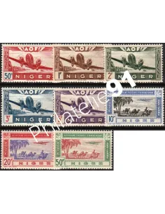 Timbres du NIGER PA n° 10 à 17, avion, timbres des colonies françaises