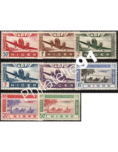 Timbres du NIGER PA n° 10 à 17, avion, timbres des colonies françaises