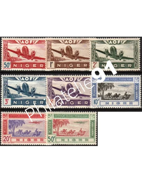 Timbres du NIGER PA n° 10 à 17, avion, timbres des colonies françaises