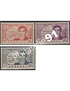 Timbres du SÉNÉGAL n° 150 à 152, René Caillé, timbres des colonies françaises