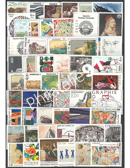 Timbres Tableaux de France de 1980 à 1989, collection timbres France
