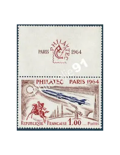 Timbre n° 1422 - Exposition philatélique internatione PHILATEC Paris, collection timbres de France