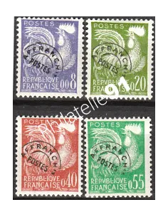 Timbre Préoblitéré n° 119 à 122 - Type Coq gaulois, timbres de France