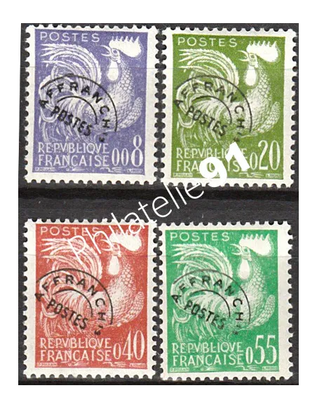 Timbre Préoblitéré n° 119 à 122 - Type Coq gaulois, timbres de France