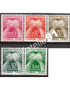Timbre-taxe n° 90 à 94, Type Gerbes, collection timbres de France