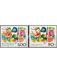 Émission commune, France-Suisse, n° 2557 et 1308, timbres Europe
